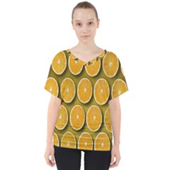 Oranges Slices  Pattern V-neck Dolman Drape Top by artworkshop