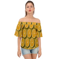 Oranges Slices  Pattern Off Shoulder Short Sleeve Top by artworkshop
