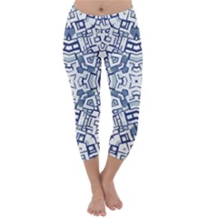 Blue-design Capri Winter Leggings  by nateshop