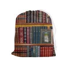 Books Library Bookshelf Bookshop Drawstring Pouch (xl) by Zezheshop