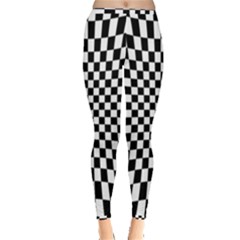 Illusion Checkerboard Black And White Pattern Inside Out Leggings by Zezheshop