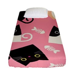 Cat Pattern Backgroundpet Fitted Sheet (single Size) by Amaryn4rt