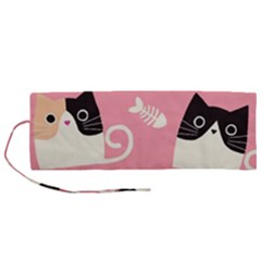 Cat Pattern Backgroundpet Roll Up Canvas Pencil Holder (m) by Amaryn4rt