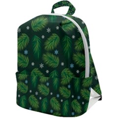Leaves Snowflake Pattern Holiday Zip Up Backpack