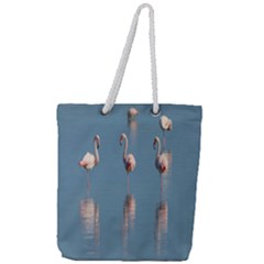 Flamingo Birds Plumage Sea Water Animal Exotic Full Print Rope Handle Tote (large) by artworkshop