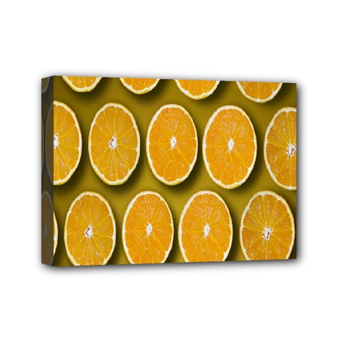 Orange Slices Cross Sections Pattern Mini Canvas 7  X 5  (stretched) by artworkshop