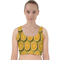 Orange Slices Cross Sections Pattern Velvet Racer Back Crop Top by artworkshop
