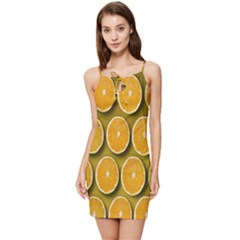 Orange Slices Cross Sections Pattern Summer Tie Front Dress by artworkshop