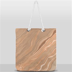 Abstract Marble Effect Earth Stone Texture Full Print Rope Handle Tote (large) by Wegoenart