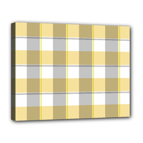 Grey Yellow Plaids Canvas 14  X 11  (stretched) by ConteMonfrey