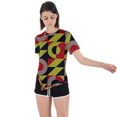 Illustration Background Pattern Texture Design Asymmetrical Short Sleeve Sports Tee by Wegoenart