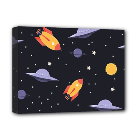 Cosmos Rocket Spaceships Ufo Deluxe Canvas 16  X 12  (stretched)  by Wegoenart