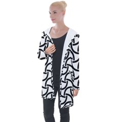 Background Monochrome Geometric Longline Hooded Cardigan