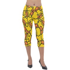 Illustration Duck Cartoon Background Pattern Lightweight Velour Capri Leggings  by Wegoenart