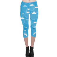 Pattern Blue Bubble Pattern Background Capri Leggings  by Amaryn4rt