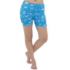 Pattern Blue Bubble Pattern Background Lightweight Velour Yoga Shorts by Amaryn4rt