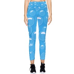 Pattern Blue Bubble Pattern Background Pocket Leggings  by Amaryn4rt