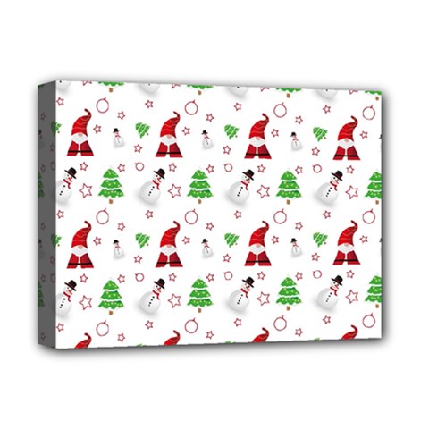 Santa Claus Snowman Christmas Xmas Deluxe Canvas 16  X 12  (stretched)  by Amaryn4rt