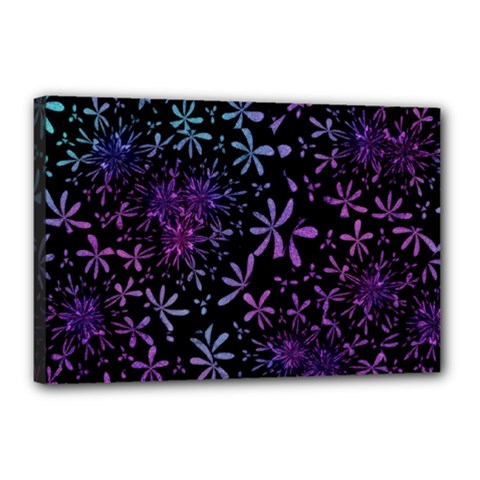 Retro Flower Pattern Design Batik Indonesia Canvas 18  X 12  (stretched)