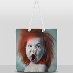 Son Of Clown Boy Illustration Portrait Full Print Rope Handle Tote (large) by dflcprintsclothing