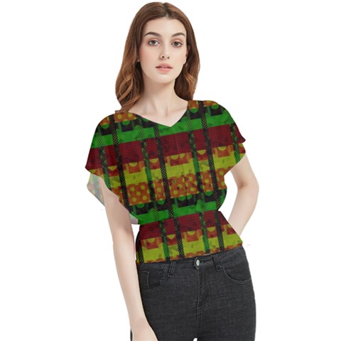 Illustration Background Pattern Texture Design Butterfly Chiffon Blouse by danenraven