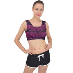 Illustration Background Pattern Texture Design V-back Sports Bra by danenraven
