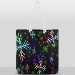 Snowflakes Lights Full Print Rope Handle Tote (large) by artworkshop