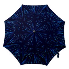 Particle Art Background Blue Hook Handle Umbrellas (large) by Ravend