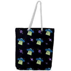 Illustration Cosmos Cosmo Rocket Spaceship -ufo Full Print Rope Handle Tote (large) by danenraven