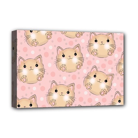 Cat Pattern Pink Background Deluxe Canvas 18  X 12  (stretched) by danenraven