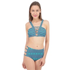 Abstract Chevron Zigzag Pattern Cage Up Bikini Set by danenraven
