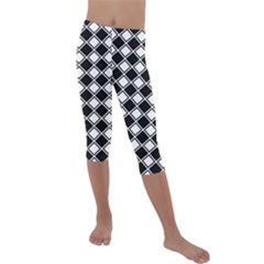 Square Diagonal Pattern Seamless Kids  Lightweight Velour Capri Leggings  by Ravend