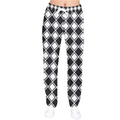 Square Diagonal Pattern Seamless Women Velvet Drawstring Pants by Ravend