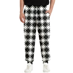 Square Diagonal Pattern Seamless Men s Elastic Waist Pants by Ravend