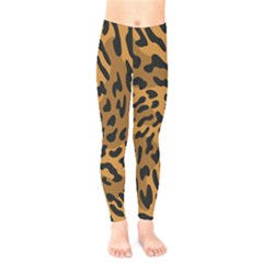 Leopard Print Jaguar Dots Brown Kids  Leggings by ConteMonfreyShop