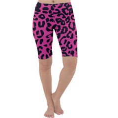 Leopard Print Jaguar Dots Pink Cropped Leggings  by ConteMonfreyShop