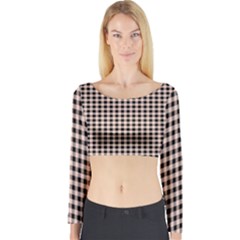 Purple Black Small Plaids Long Sleeve Crop Top by ConteMonfrey