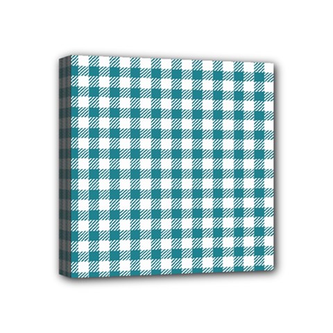 Straight Blue White Small Plaids Mini Canvas 4  X 4  (stretched) by ConteMonfrey