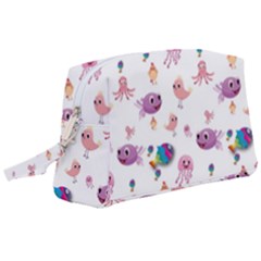 Fish Squid Bird Jellyfish Chicken Wristlet Pouch Bag (large) by Wegoenart