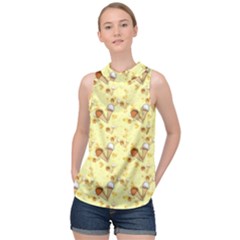 Ice Cream Cone Dessert High Neck Satin Top by Wegoenart