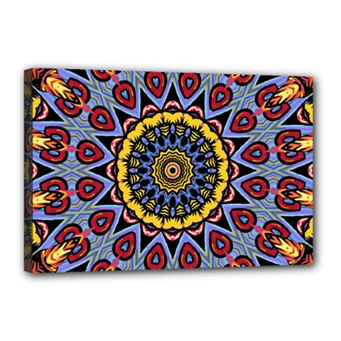 Kaleidoscope Mandala Colorful Canvas 18  X 12  (stretched)