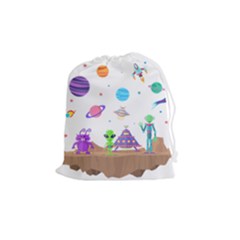 Alien Ufo Star Universe Star Vector Image Drawstring Pouch (medium) by Jancukart