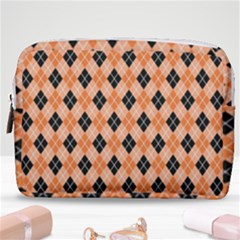 Halloween Inspired Black Orange Diagonal Plaids Make Up Pouch (medium)