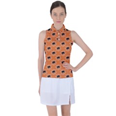 Halloween Black Orange Spiders Women s Sleeveless Polo Tee by ConteMonfrey