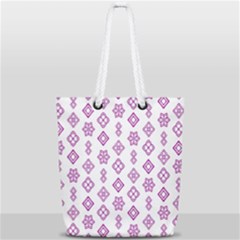 Geometric Pattern Purple Pattern Full Print Rope Handle Tote (small) by Ravend