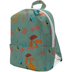 Background Flower Plant Leaves Zip Up Backpack by Ravend