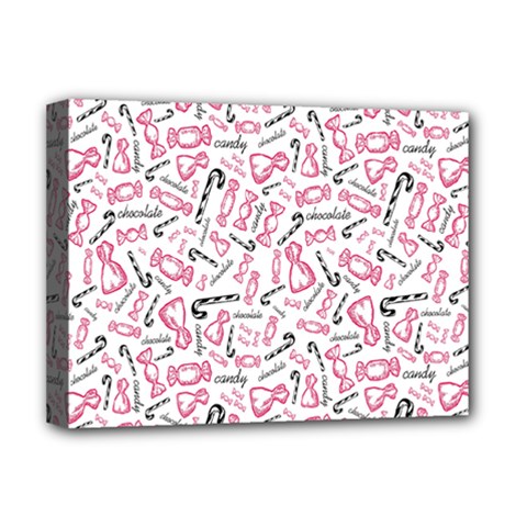 Candy Pink Black-cute Sweat Deluxe Canvas 16  X 12  (stretched)  by Ravend
