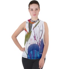Im Fourth Dimension Colour 74 Mock Neck Chiffon Sleeveless Top by imanmulyana