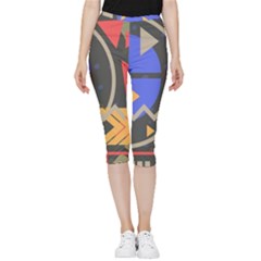 Background Abstract Colors Shapes Inside Out Lightweight Velour Capri Leggings  by Wegoenart