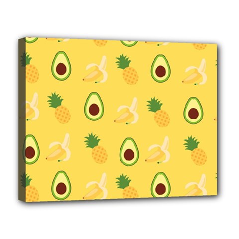 Pineapple Banana Fruit Pattern Canvas 14  X 11  (stretched) by Wegoenart